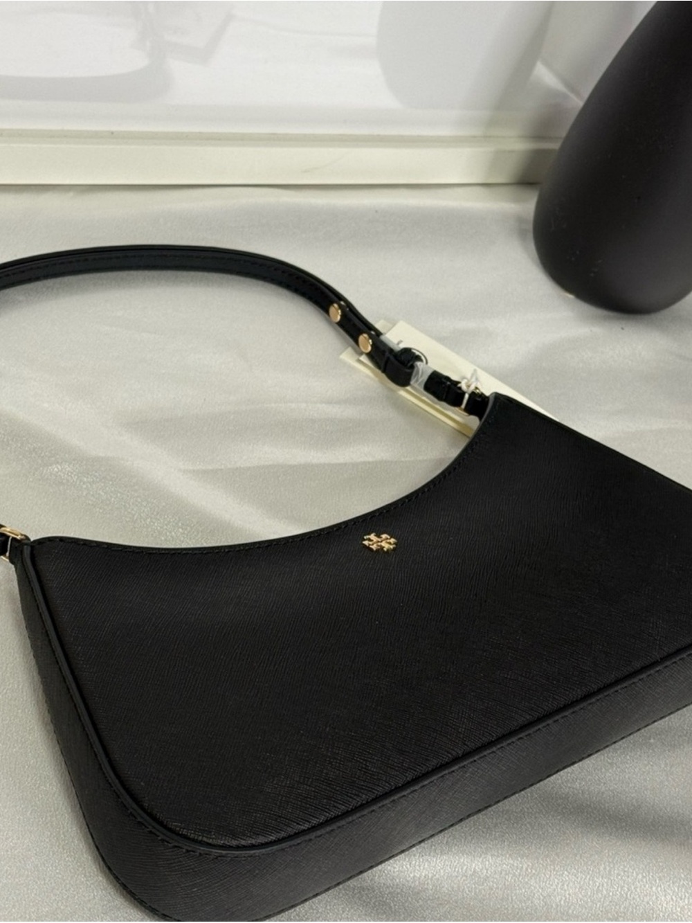 Tory Burch Black Shoulder Bag with Gold Logo